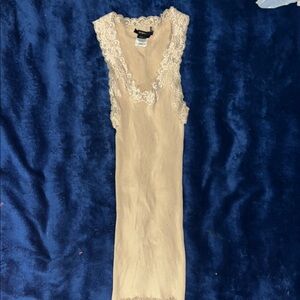 BCBG tan lace ribbed tank